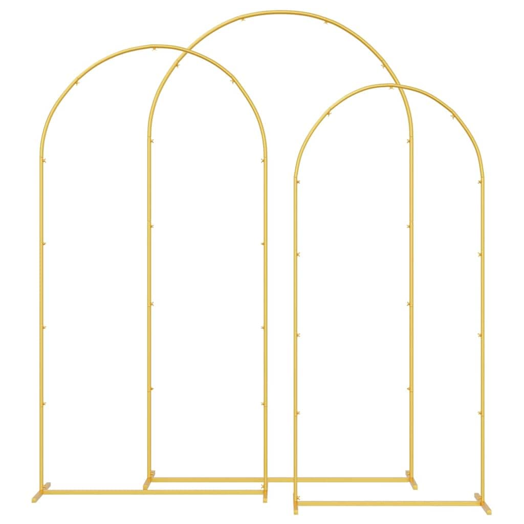 Solivagant Hochzeitsbogen 3 pcs Gold Stahl, Garten Balkon,Gartenbauten,Rosenbögen, Gitter Pergolen, 7.25 kg-42023038