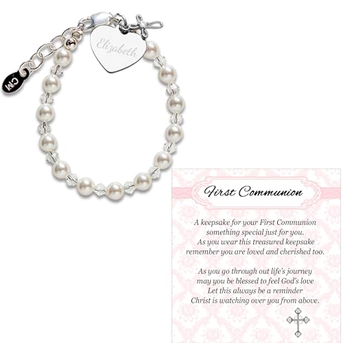 Image of Cherished Moments Girls .925 Sterling Silver and 14K Gold-Plated Cultured or Simulated Pearl Bracelets for First Communion Gifts with Poem and Gift Box