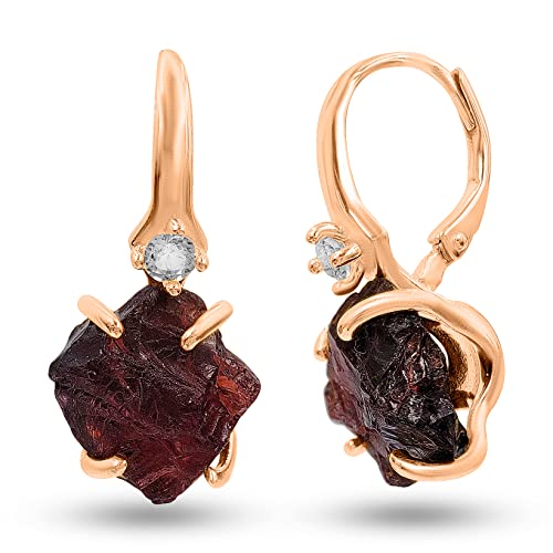Real Raw Garnet Crystal Drop Earrings...