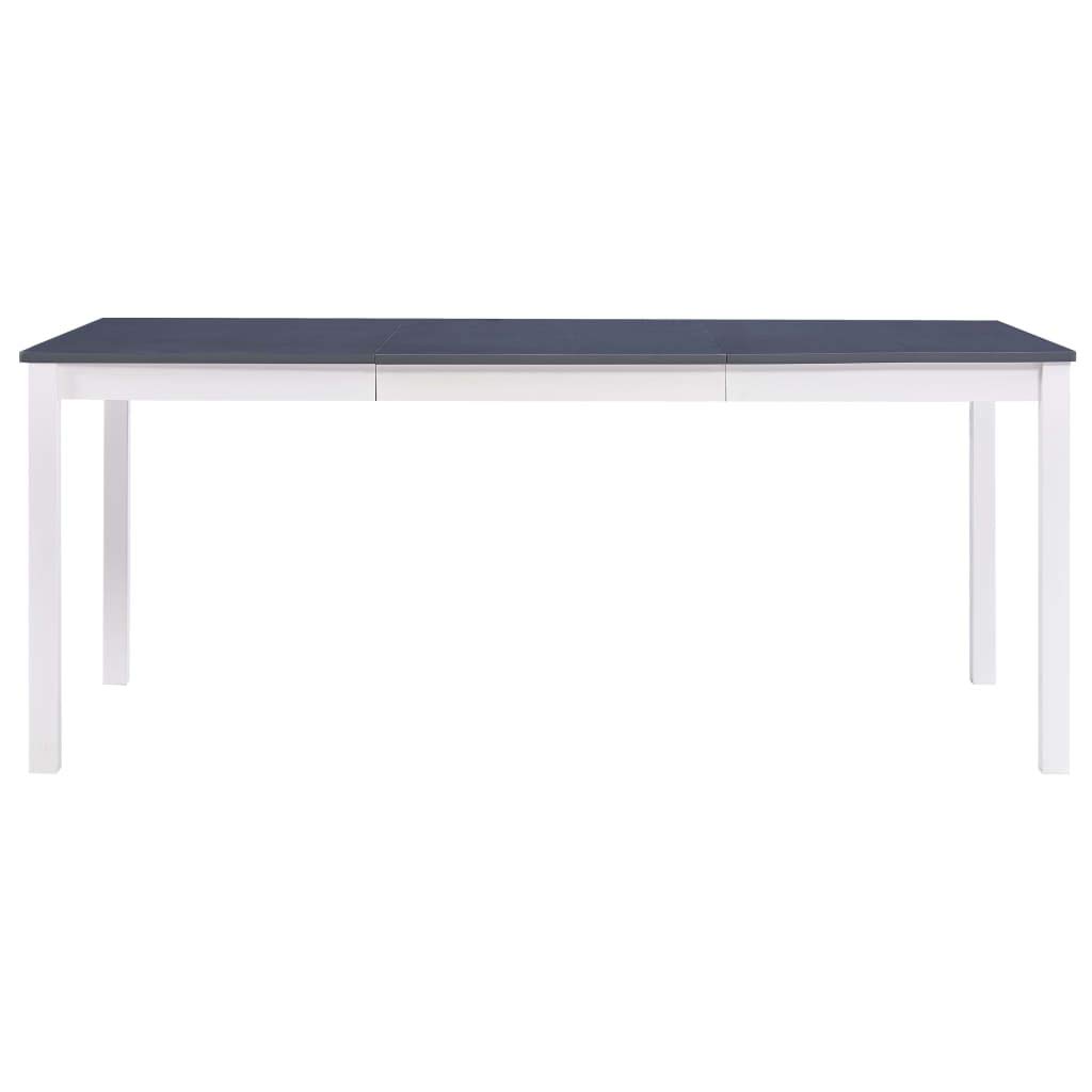 Table à manger en pin massif blanc et gris 180x90 cm meuble de salle à manger stable