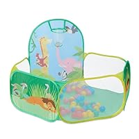 Relaxdays Bällebad, mit 50 Bällen und Basketballkorb, Pop Up Ballpool eckig, Bällchenbad für Kinder, 81x129x108 cm, bunt