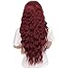 Peluca larga ondulada de color rojo vino, peluca natural ondulada suelta, peluca...