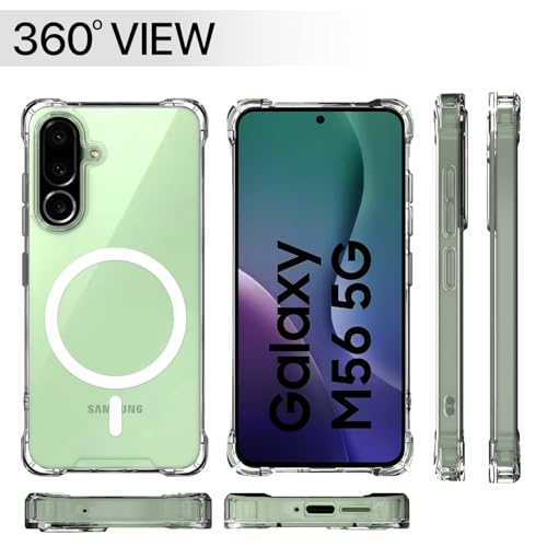 Image of Amazon Basics Back Cover for Samsung Galaxy M56 5G Mag-Safe Shockproof PC + TPU Protective Case Magnetic Support Bumper Case (Transparent Mag-Safe)