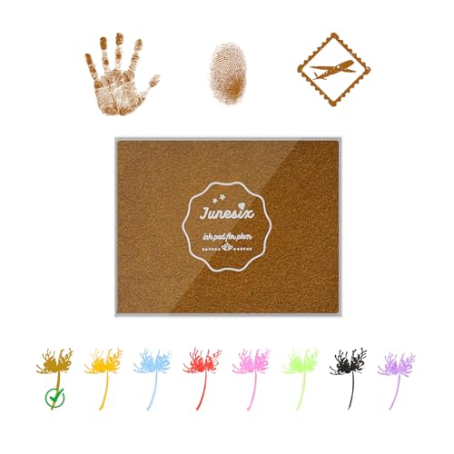 Large Ink Pads for Stamping Washable Stamp Ink Pad for Rubber Stamps Hand and Footprints Dog Pet Paw Print Ink Pad Craft Partner DIY Color for Fabric Wood Paper Scrapbook (Gold)
