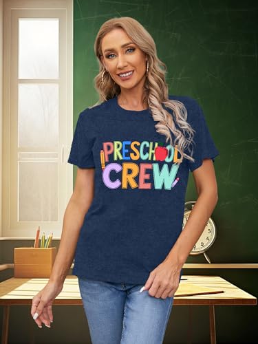 Preschool Teacher Shirts for Women Preschool Crew Tshirt Teacher Life Rainbow Tee Top4