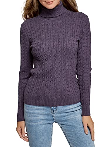 oodji Collection Femme Pull en Tricot Texturé à Torsades, Violet, XXL Cover
