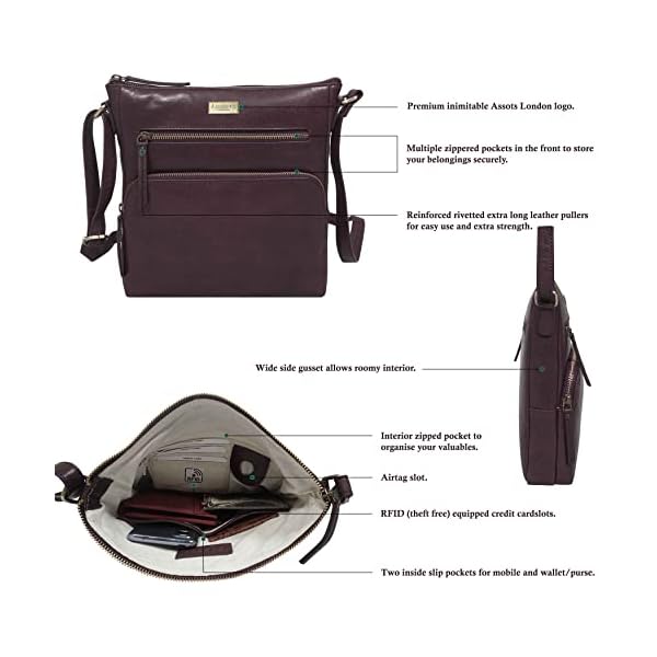 Crossbody Bag for Women – Genuine Leather Large Purse with Multiple Pockets and Adjustable Strap – Fits iPad Pro 11” - Image 6