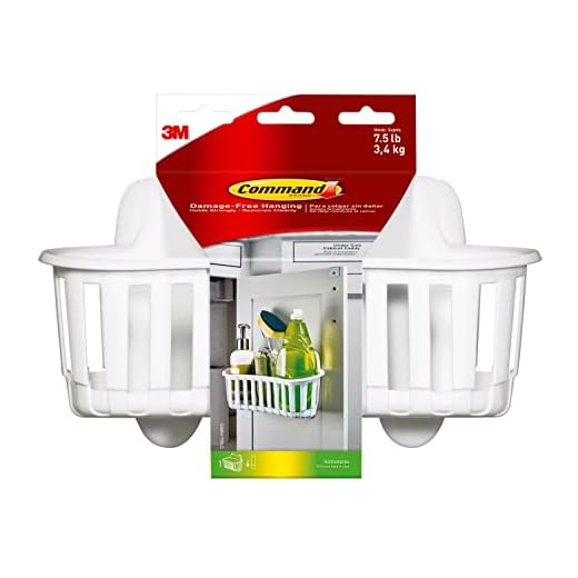 Command Under Sink Cabinet Caddy Heavy Duty, Holds 7.5 lbs, Organize Damage-Free, 1-Caddy, 4-Strips, 17604-HWES,White