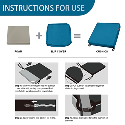 Pcinfuns Patio Chair Cushion 24 X 24 Inch Outdoor Seat Cushions For Patio Furniture Garden Sofa Couch Chair Pads With Adjustable Straps Set Of 2, Blue #TOP5