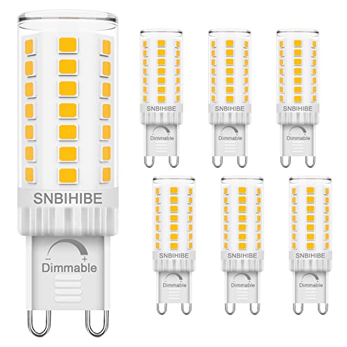 SNBIHIBE G9 LED Bulb Dimmable, 40 Watt T4 G9 Halogen Equivalent, No-Flicker, Warm White 3000K, Ceramic Bi Pin Base, Chandelier L