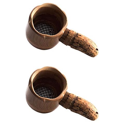Retzjorv Natural Bamboo Tea Strainer Handmade Fine Mesh Tea Filter Tea Infuser Kung Fu Tea Accessories for Loose Leaf Tea Cups Mugs Pots, Pack of 2 Cover
