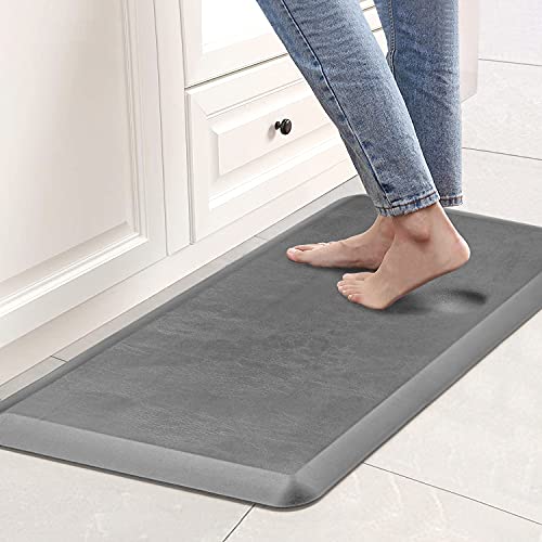 NEENCE 3/4 Extra Thick Anti Fatigue Mat Cushioned, Kitchen Floor Rug for Standing, Relieves Pressure, Waterproof Non-Slip Comfort Floor Mat for Home, Office, Garage, Laundry, Foam Pad Mats (Gray)