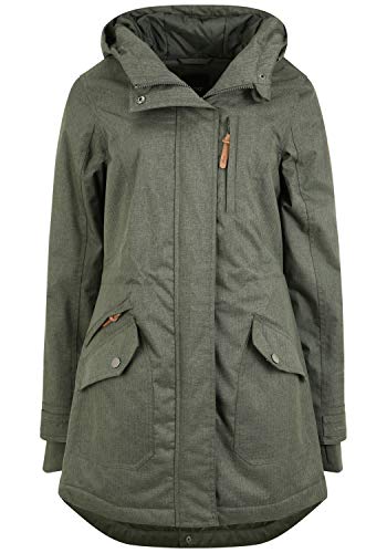 OXMO Bella Damen Übergangsmantel Parka Lange Jacke mit Kapuze, Größe:M,...
