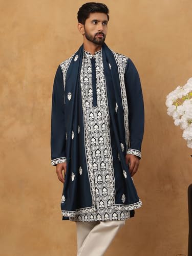 Image of Jompers Silk Blend Embroidered Kurta Pyjama Dupatta Set