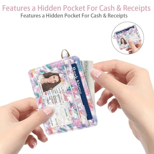 Image of Slim Minimalist Pocket Credit Card Holder Wallet RFID Blocking Lightweight Thin Small Cute Card Cases,Spring Garden