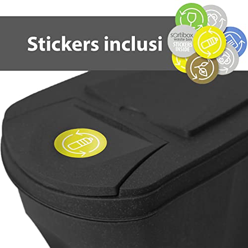 IMJ-Global Lot de 4 bacs à paniers empilables en plastique 25 litres, Poubelles de recyclage à domicile Anthracite ECO pour intérieur maison de cuisine – vue 3
