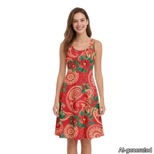 Image of Dreaweet Casual Sleeveless Dresses for Women Girls, Round Neck Tank Dresses with Pockets Summer Sundress Size XS-4XL