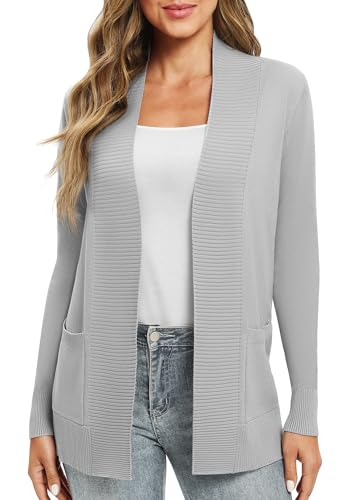 EXCHIC Donna Casuale Manica Lunga Lavorare a Maglia Cardigan Leggero