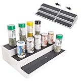Perfecto para especias, tarros, frascos, latas, aceites, etc.  Muy práctico para armarios y alacenas, permitiendo ver claramente y acceder fácilmente incluso a los frascos de más atrás.