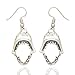 RechicGu Vintage Silver Shark Hinged Tooth Jaws Skull Hell Demon Mouth Dangle Earrings Fancy Dress
