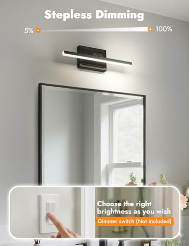 Image of NIORSUN 15.7 Inch Modern Bathroom Light Fixture, 12W 5CCT Dimmable LED Black Bathroom Vanity Lights Over Mirror, Vanity Lights for Bathrooms Restroom Mirror- ETL Certified