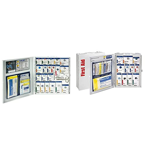 First Aid Only 50-Person SmartCompliance First Aid Kit for Businesses, ANSI A+ Compliant Metal First Aid Cabinet with Medications, 241 Pieces and First Aid Only 90658 25-Person SmartCompliance First Aid Kit for Businesses, ANSI 2015 Compliant Metal Food Service First Aid Cabinet, 94 Pieces