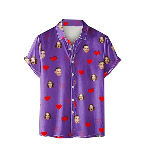 Túnica holgada de manga corta para hombre, ajuste holgado, manga corta, con botones, para playa, casual, un mameluco, Morado (, M