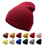 NebulaGlam Gorro Invierno Hombre y Mujer, Sombreros Cálidos para Hombre y Mujer, Gorro Hombre Mujer Sombrero de Punto, Suave y Cálido (Burdeos)