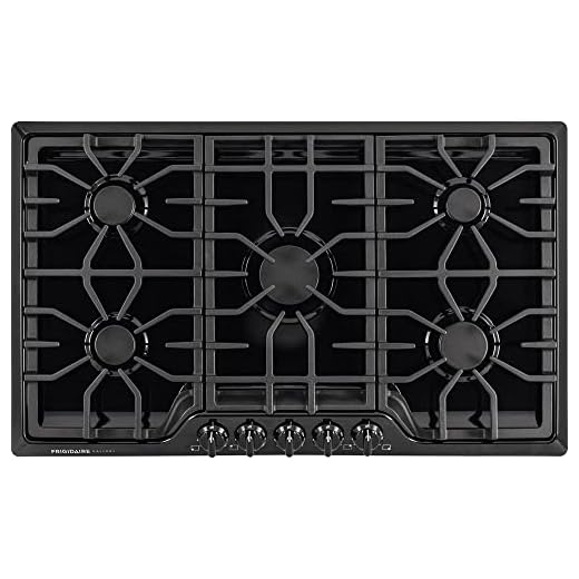 Frigidaire Gallery 36 Inch Black Gas Range, 5-Burners with Liquid Propane Conversion Kit, FGGC3645QB Cooktop