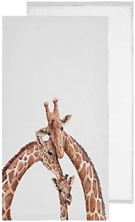 VKPSCHJ 2 Pack Mother's Day Giraffe Bath Towels Animal Print Towel Set High Absorbent Soft Decorative Kitchen Towels