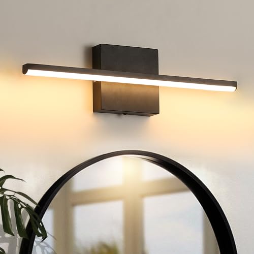 Image of Modern Bathroom Vanity Light 16 Inch, 14W Black Bathroom Light Fixture Over Mirror, Dimmable 5CCT LED Wall Sconce Lighting for Restroom Mirro