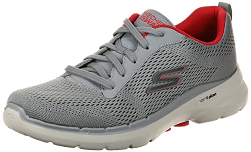 Skechers Mens GO Walk 6 - AVALO 2 Grey Red Walking Shoes (216624-GYRD_9)