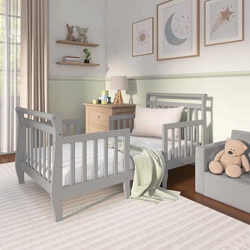 Dream On Me Emma 3-in-1 Convertible Wooden Toddler Bed in Steel Grey, Baby Safety Alliance Certified, Low-to-Floor Design, Solid Pinewood with Safety Rails - image 2