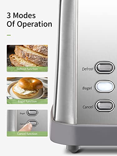 image for Toaster 4 Slice, Extra Wide Slots, Stainless Steel with High Lift Leve