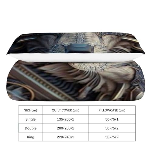 Housse de couette loup sauvage imprimé 3d microfibre 135x200 - 4