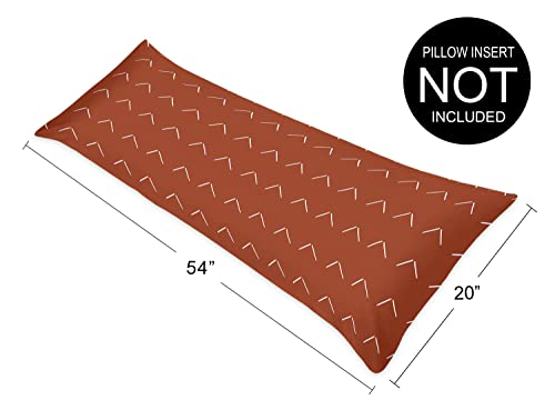 Image of Sweet Jojo Designs Boho Arrow Body Pillow Case Cover (Pillow Not Included)- Ivory Burnt Orange Rust Off White Farmhouse Southwest Shabby Chic Designer Tribal Chevron Bohemian Diamond Tuft Collection