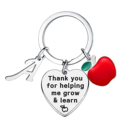 MADHAHEFU Teacher Appreciation Gifts Best Teacher Gifts Teacher's Day Gifts Thank You Gift For Teachers Initial Keychain