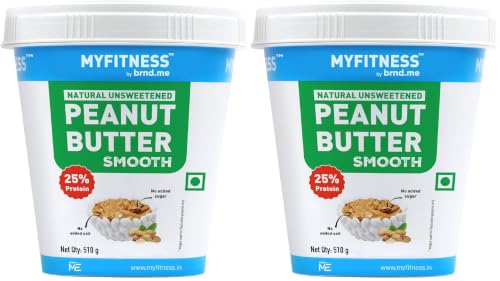 Image of MYFITNESS All Natural Peanut Butter Smooth 510g | 100% Roasted Peanuts | 25g Protein | Nut Butter Spread | No Added Sugar & Salt | No Palm Oil | Zero Cholesterol | Unsweetened Peanut Butter