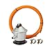 MIRTUX Kit de Conexión para Gas Butano o Propano: Regulador 30 mbar grs, Tubo Goma Naranja de 1,5 Metros y 2 Arandelas para Sujetar. Fácil instalación.