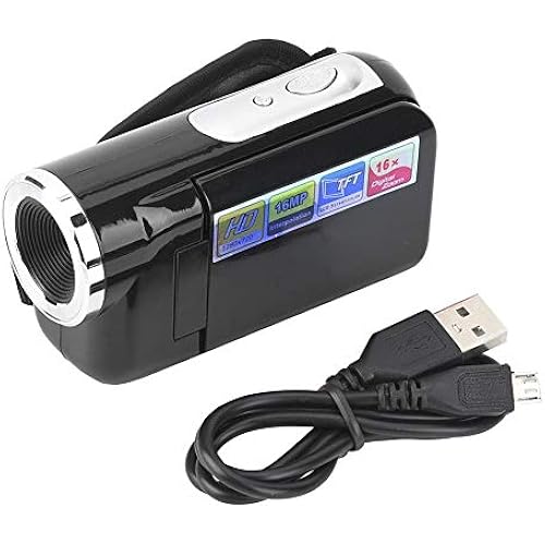 Kids Digital Video Camera, 1080P 16M 16X Digital Zoom DV Recording Camcorder with 2Inch TFT LCD Sceen Toy for Photography Shooting/Holiday (Black)