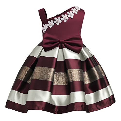Aimjchld Party Dress For Toddler Little Baby Girls Flower Wedding Dresses Pageant Prom Ball Gowns Fancy Performance Formal Special Occasion Dress Size 4 5 Years (Burgundy 120) #TOP12