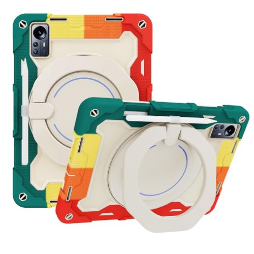 Coque Xiaomi Pad 5 Pro 12.4 JZ avec support rotatif et porte-stylet rouge