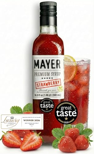 Mayer Strawberry Syrup - Award-Winning Artisanal Fruit Syrup, All-Natural, Crafted