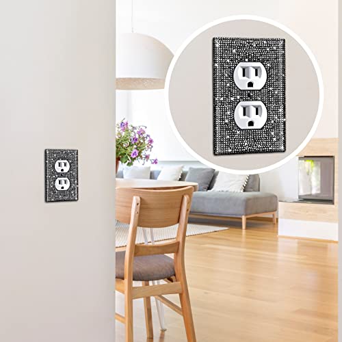 4 Packs Bling Light Switch Cover Shiny Black Rhinestones Wall Plates Cover Light Switch Cover Plate Glitter Diamond Rhinestone Light Switch Cover With Screws (Single Gang Socket) #TOP5
