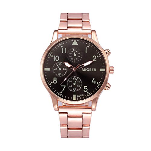 Reloj analógico de acero inoxidable de cuarzo para hombre, pulsera de fitness para mujer, E., talla única