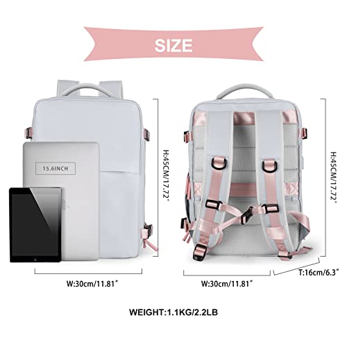 Mochila coowoz de viagem esportiva unissex, bagagem de cabine, aprovada por companhias aéreas, para notebook, B - cinza, Large