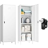 Steehoom Metal Storage Cabinet, Steel File Locker with 3 Shelves 59.06-inch high for School, Living Room, Bedroom, Office (White, H59.06'')