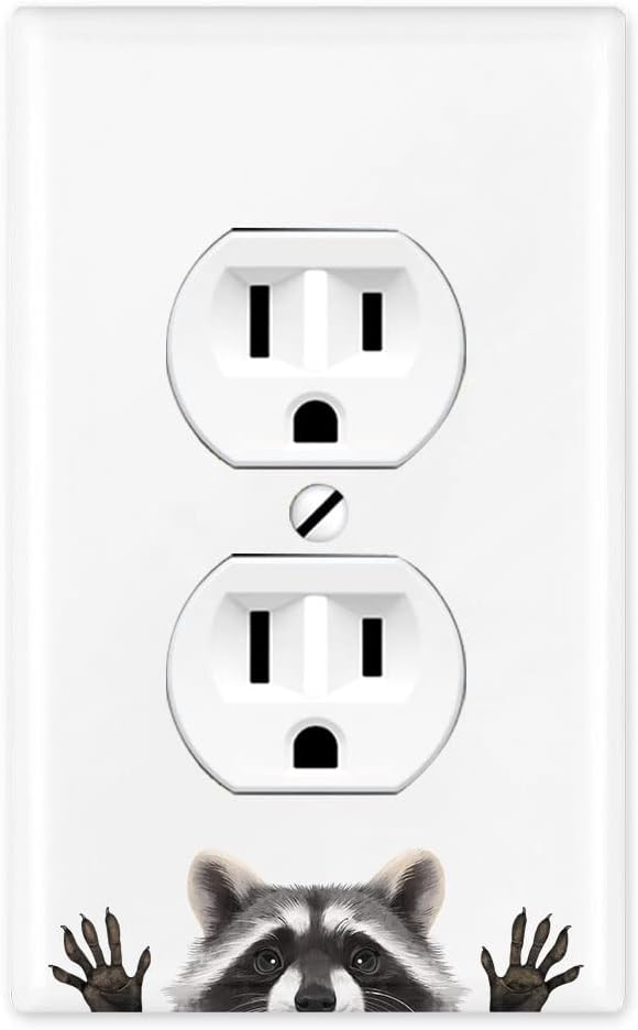 WIRESTER Duplex Outlet Cover Wall Plate/Switch Plate - Racoon Hands Out (1)