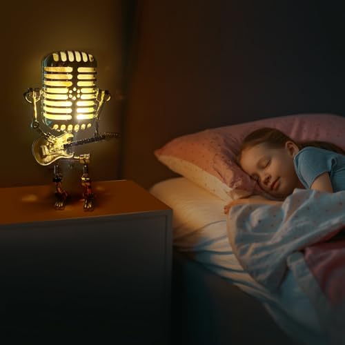 Lampe robot guitare jaune pour studio de musique et salon - 7