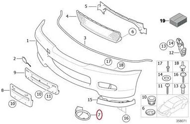 BMW Genuine Front M Trim Left Fog Lamp Cover M-Paket 320i 323Ci 323i 325Ci 325i 325xi 328Ci 328i 330Ci 330i 330xi